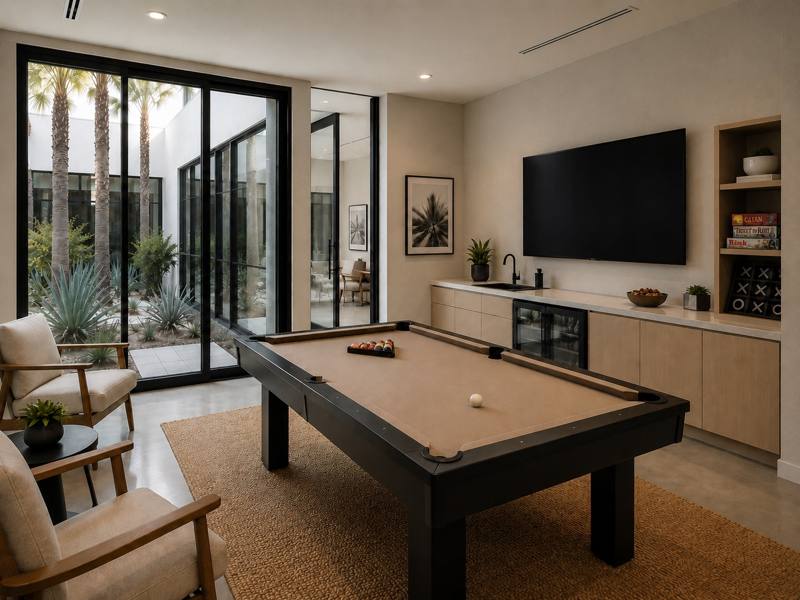 Recreation room with pool table and games