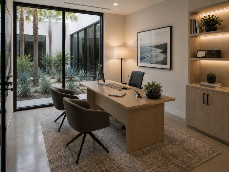 Clinician office with courtyard view