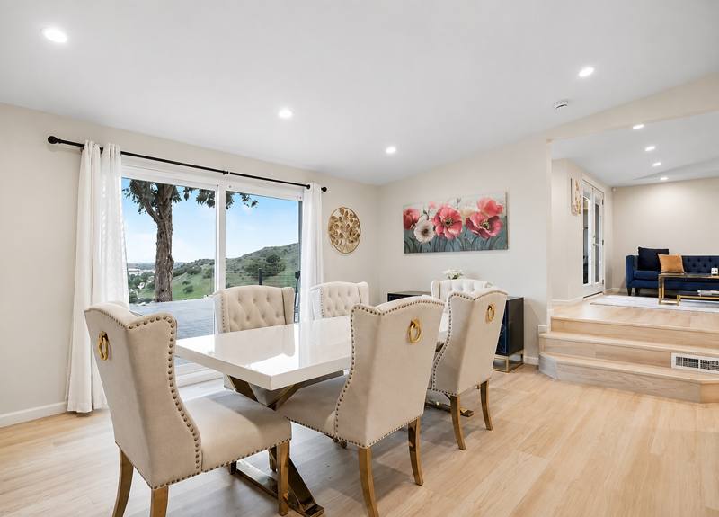 Dining area with mountain views