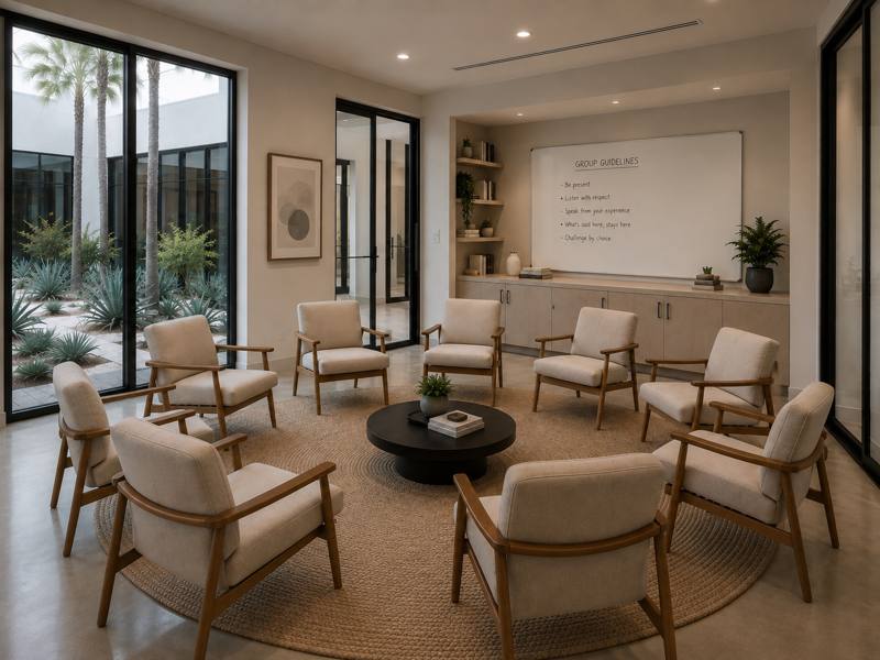 Group therapy room at Reggie's outpatient facility
